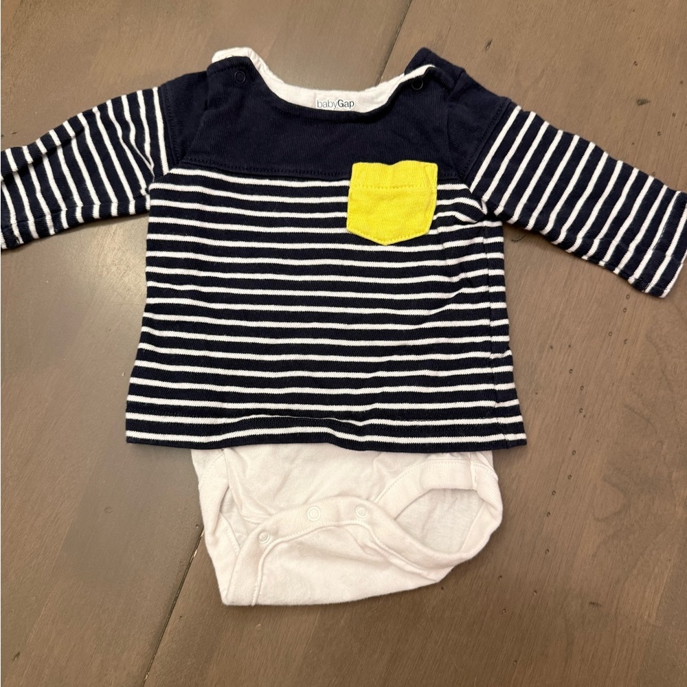 GAP Striped Bodysuit  with Yellow Accent